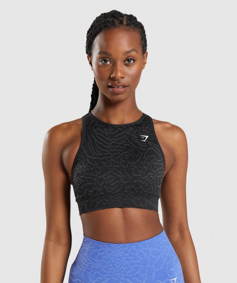 Women\'s Gymshark Adapt Animal Seamless Sports Bra Black | NZ 3SNZRH